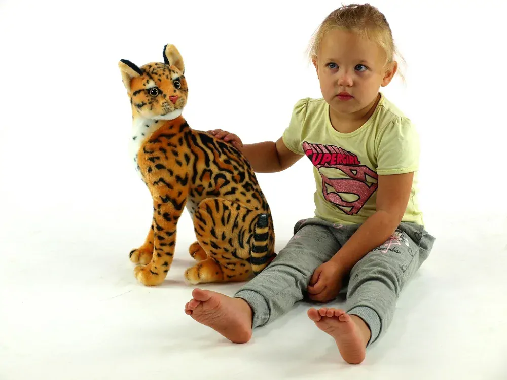 Plyšová sedící kočka Ocelot jako živá, výška 45 cm
